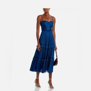 NWT Aqua Ruched Top Midi Dress Navy